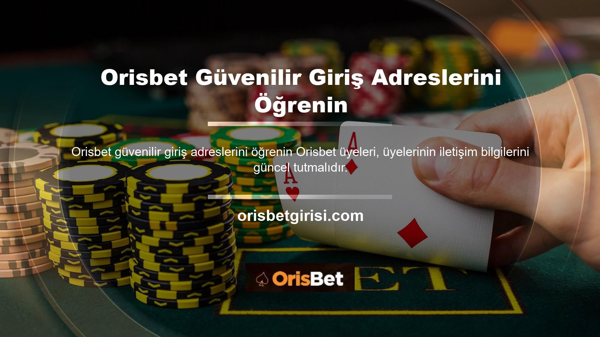 En güvenilir casino sitelerinden biri olan casino sitesi Orisbet, adres değişikliği işlemlerini SMS ve e-posta yoluyla üyelerine bildirmektedir